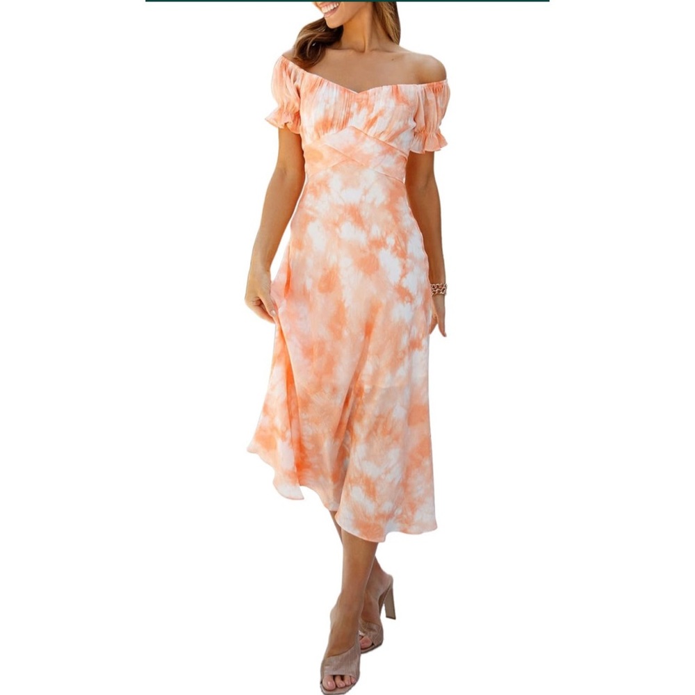 Summer Midi Dress Off Shoulder Short Sleeve Long Dresses
